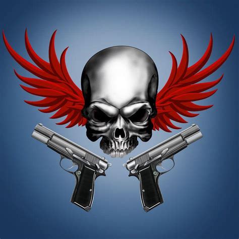 Skull And Guns With Green Backgrounds Wallpaper Cave