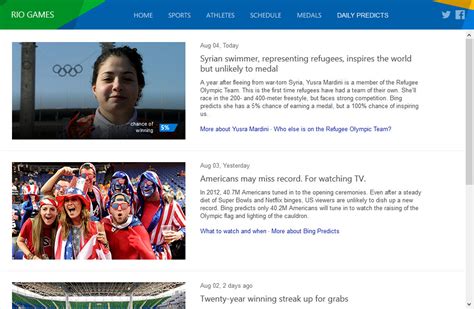 The bing news quiz is a game of questions and answers offered by the bing search engine. » Follow the 2016 Olympics with a Bit of Help from Google ...