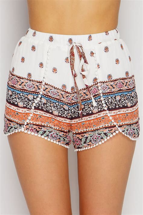 Cassie White Paisley Shorts At Uk 16 Pounds High Waisted