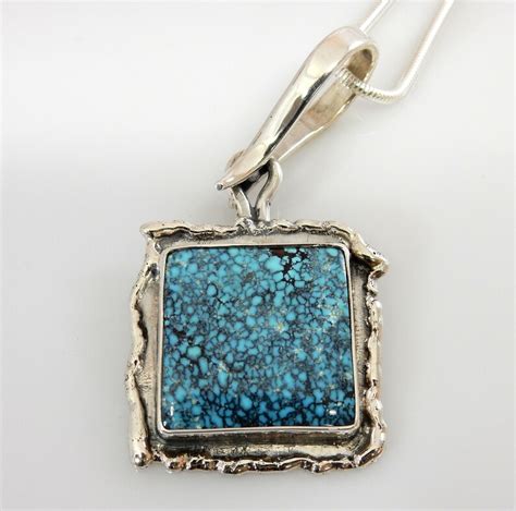 Silver Spiderweb Turquoise Pendant Sterling Silver Turquoise Etsy