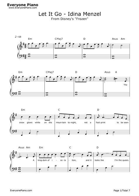 Let It Go Easy Version Frozen Theme Stave Preview 1 Violin Sheet Music Easy Piano Sheet Music