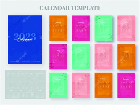 Premium Vector 2 Formats Complete Set Of 2023 Yearly Calendar