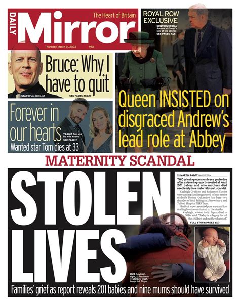 Daily Mirror Front Page 31st Of March 2022 Tomorrow S Papers Today