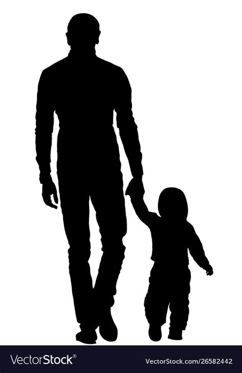 Father And Son Holding Hands Walking Silhouette Vector Image