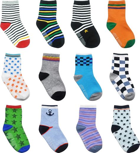 Toddler Socks Baby Boy Socks 12 Pairs Non Skid Slipper Kid