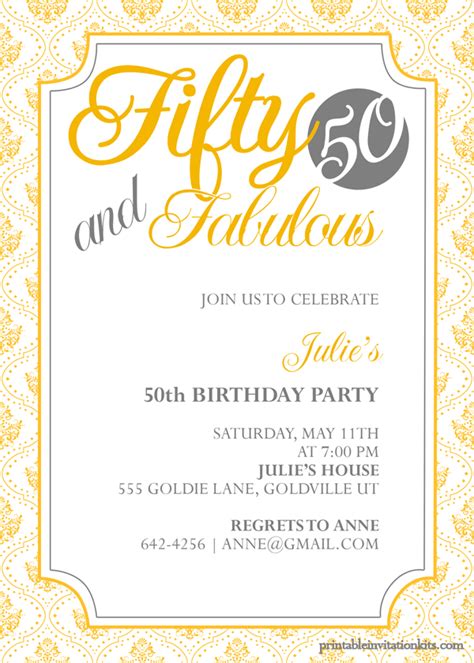 fifty  fabulous  birthday invitation wedding