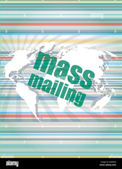Mass Mailing Word On Digital Screen Global Communication Concept