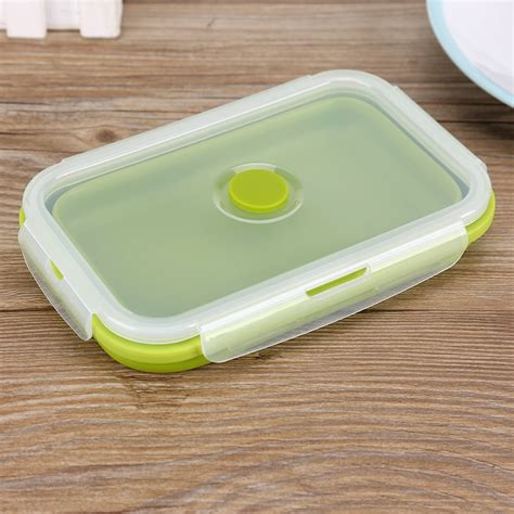 Tebru Silicone Lunch Box 800ml Silicone Collapsible Portable Lunchbox