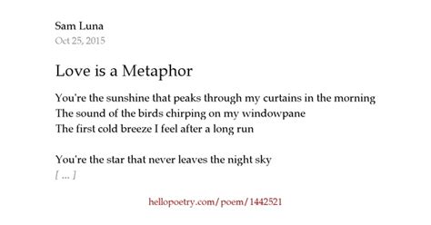 Love Is A Metaphor By Sam Luna Hello Poetry