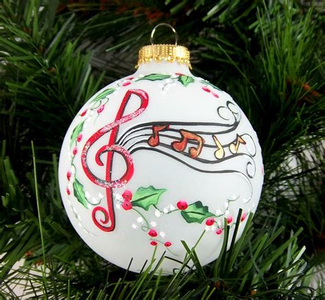 Musical Notes Ornament Christmas Hand Painted Holly And