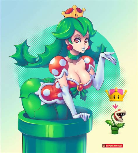 Piranhette Plant Pixiv Supersatanson Mario Super Crown Fanart Nintendo Art Mario