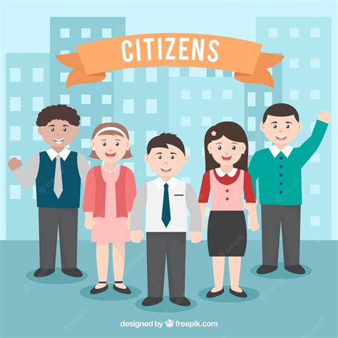 Free Vector Happy Citizens With Flat Design