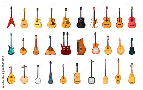 Collection Of Guitars Of Different Types National Folk Instruments