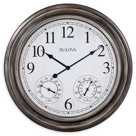 Bulova Block Island Round Indooroutdoor 20 Inch Wall Clock In Silver