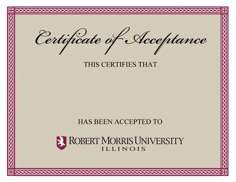 Certificate Of Acceptance Template