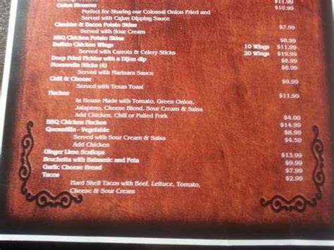 The Painted Pony Bar And Grill Menu In Sackville New Brunswick Canada