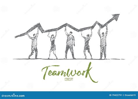 Hand Drawn People Teamwork Concept With Lettering Stock Vector