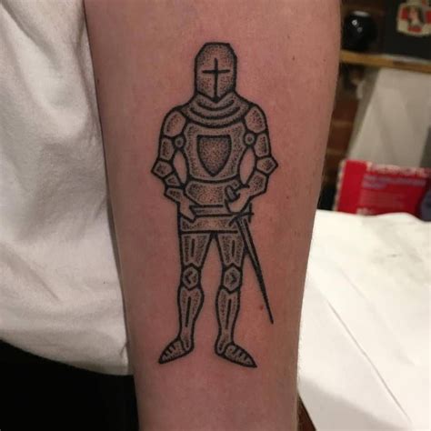 Medieval Knight Tattoo By Adam Sage Inked On The Left Inner Forearm