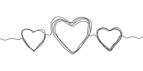Continuous One Line Drawing Of Heart Symbol Of Love Scribble Hand
