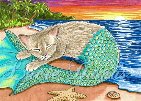 Mer Kitty By Lucie Dumas Mermaid Cat Mermaid Art Animal Drawings