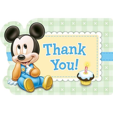 Mickey Mouse 1st Birthday Thank You Cards Pixie Party Boutique