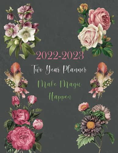 2022 2023 Two Year Planner Watecolor Flower 2 Year Daily Weekly Monthly Calendar Planner 2022