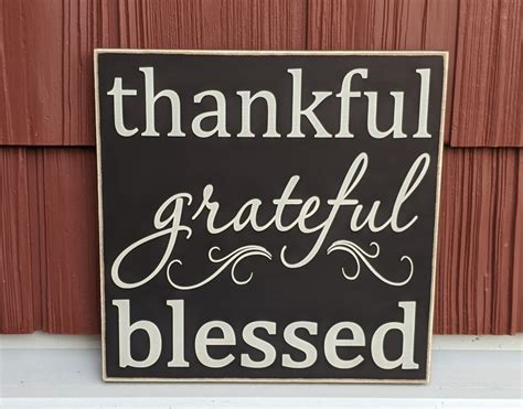 Thankful Grateful Blessed Rustic Wood Sign 12 X 12 Heartwood Ts