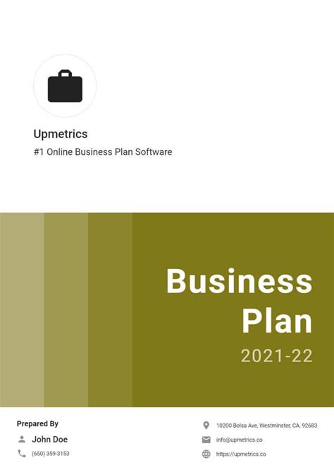 Business Plan Cover Page Design