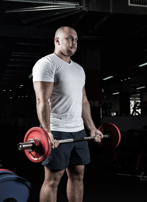 Male Athlete Lifts The Barbell Stock Image Image Of Person Powerful