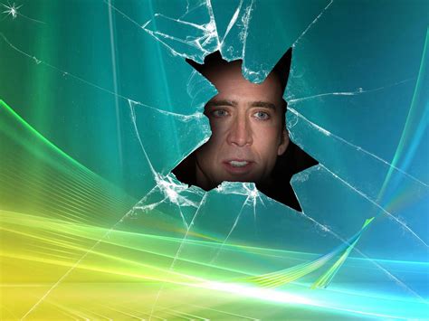 Download Cracked Screen Nicolas Cage Meme Wallpaper