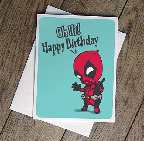 This card is decorated with captain america and states have a marvelous birthday! Deadpool Birthday Card Comic Illustration Printable Cute Funny