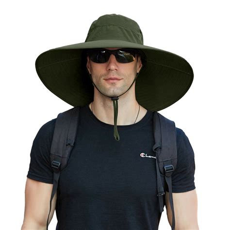 Ilfioreemio Super Wide Brim Sun Hat For Men Upf50 Uv Protection Waterproof Boonie Bucket Hat