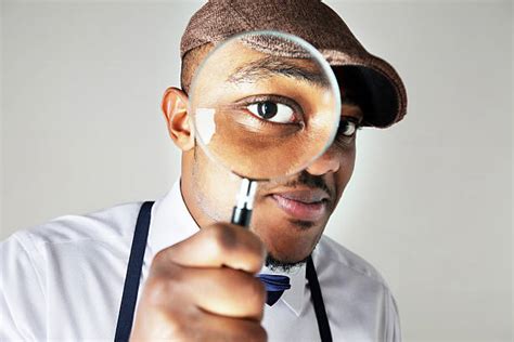 Man Looking Through Magnifying Glass Pics Stock Photos Pictures
