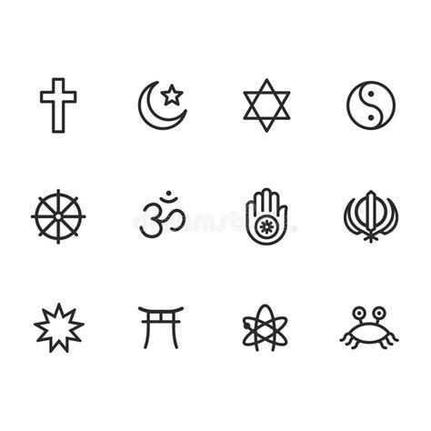Los Símbolos Religiosos Religión Firman Sistema Del Vector