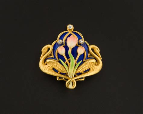 Art Nouveau Brooch Enamel Brooch Antique Brooch 14k Gold Brooch