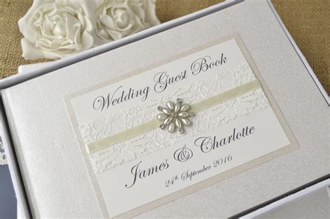 See more ideas about wedding guest book, guest book, creative wedding guest books. Personalised Wedding Guest Book - Vintage lace & jewel - Creative Bridal