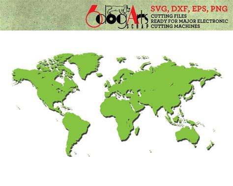 World Map Digital Cut Files Svg Dxf Eps Png Silhouette Scal Etsy