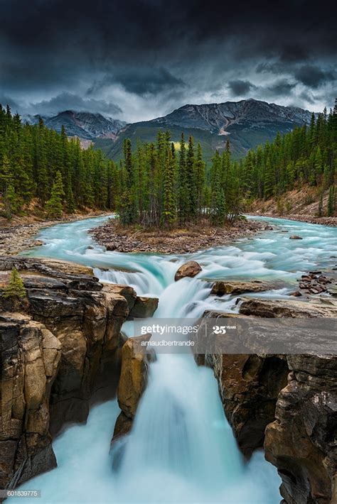 Sunwapta Falls Jasper National Park Alberta Canada Stock