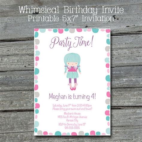 Whimsical Birthday Invitation Cute Printable Invite For Printable
