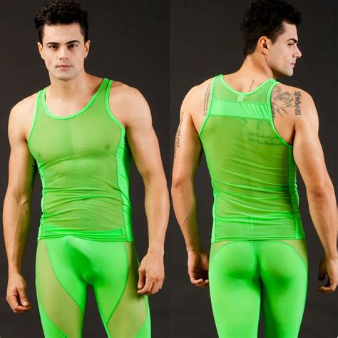 1 Pcs Wj See Through Solid Color Singlet Men Undershirt Sex Underwear Direct Sale From Factory