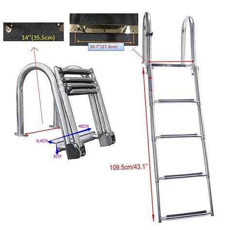 Buy Dasmarine 4 Step Pontoon Boat Ladder Stainless Steel Folding