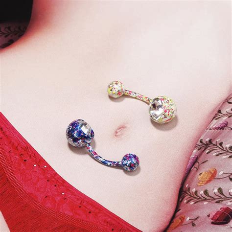 Funique Navel Body Piercing Jewelry Crystal Rhinestone Floral Button Belly Navel Ring Bar Sexy