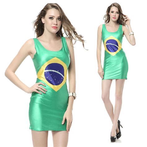 Comprar 2015 Verano Mujeres Vestido Brasil Bandera Para