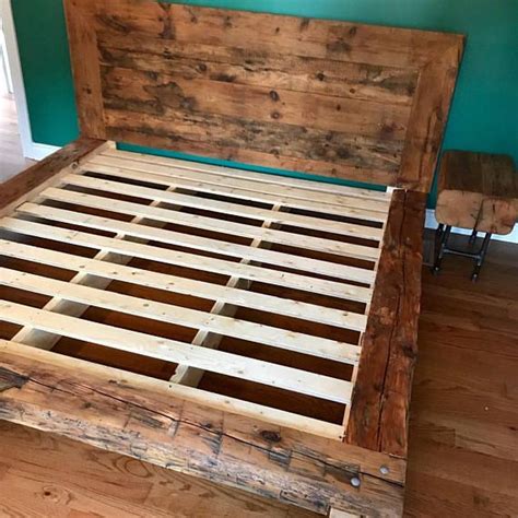 Beautiful Rustic Barn Wood Beam Bed Made From 150 Year Old Locally