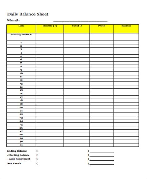 To use this simple reconciliation form, just plug in your amounts for the day. 16+ Balance Sheet Templates in PDF | Free & Premium Templates