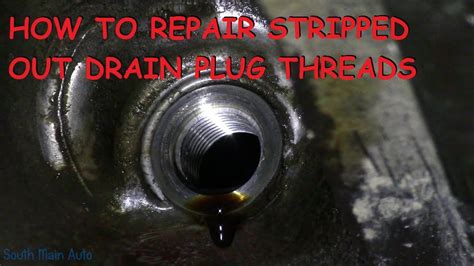 Try strands of copper wire How To Repair Stripped Out Drain Plug Threads - YouTube