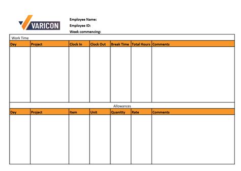 Download A Free Construction Timesheet Template Varicon