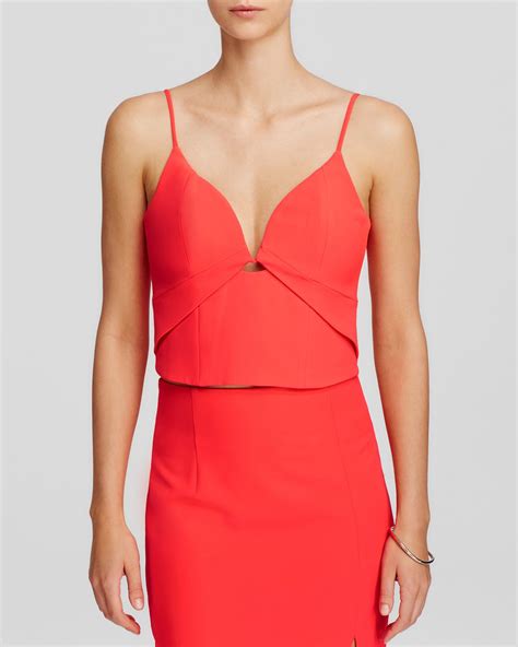 Bardot Bustier Crop Top In Pink Fusion Pink Lyst