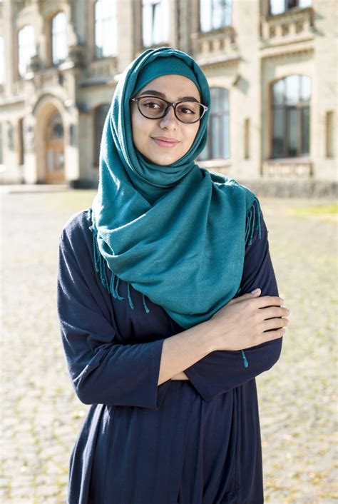 Smiling Muslim Young Business Woman In Hijab Happy Arab