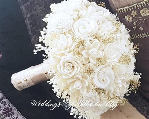 Ivory Champagne Sola Bouquet Ivory Gold Sola Wedding Flowers Rustic